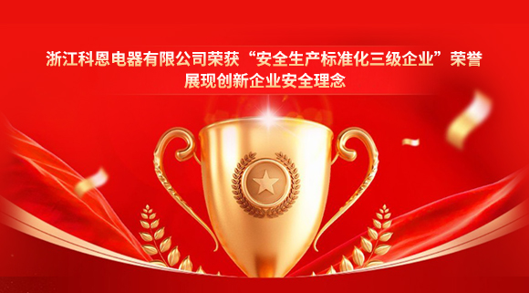 浙江科恩電器有限公司榮獲“安全生產標準化三級企業”榮譽，展現創新企業安全理念！